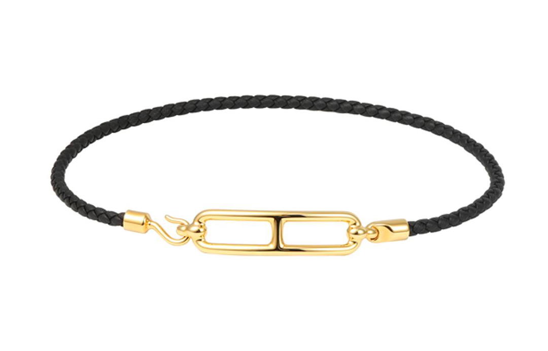 Hermes Hermes Leather Bracelets Unisex Black Gold
