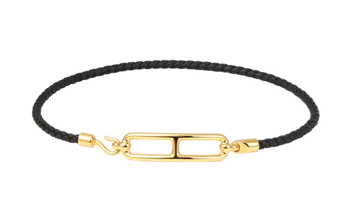Hermes Hermes Leather Bracelets Unisex Black Gold