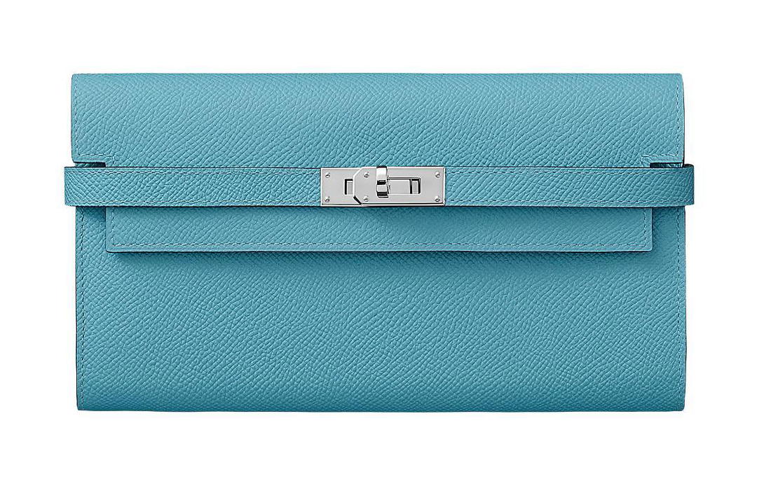 Hermes Hermes Kelly Wallet Epsom Calfskin Wallet Women's Blue/Red