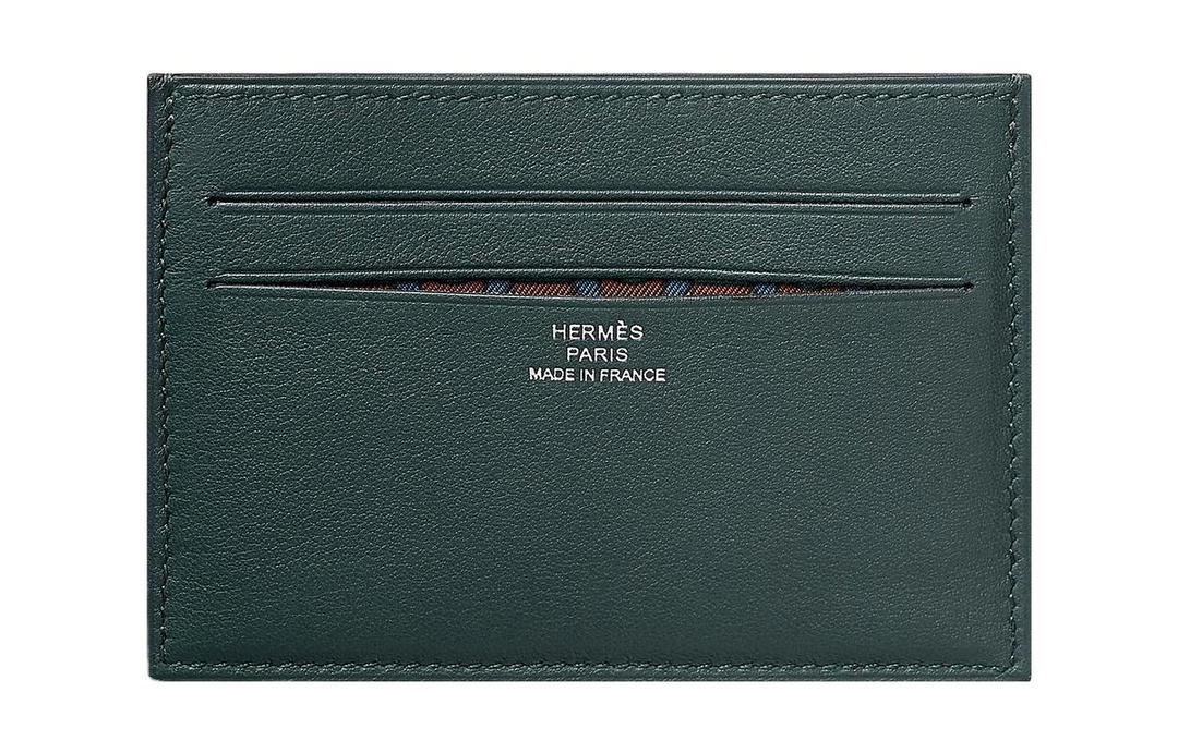 Hermes Hermes Swift Calfskin Card Holder Men's Lululemon Green/Dark Blue/Bosporus Green