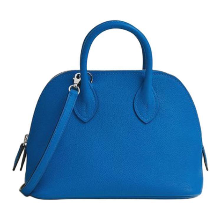 Hermes Hermes Bolide Evercolor Leather Bowling Bag Handbag Shoulder Bag Crossbody Bag Mini Women's Dark Blue