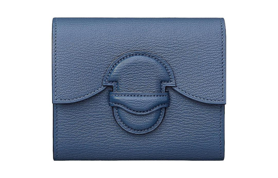 Hermes Hermes Mysore Goat Skin Card Holder, Coin Purse, Wallet Regular Women's 7E BleuBrighton Brighton Blue