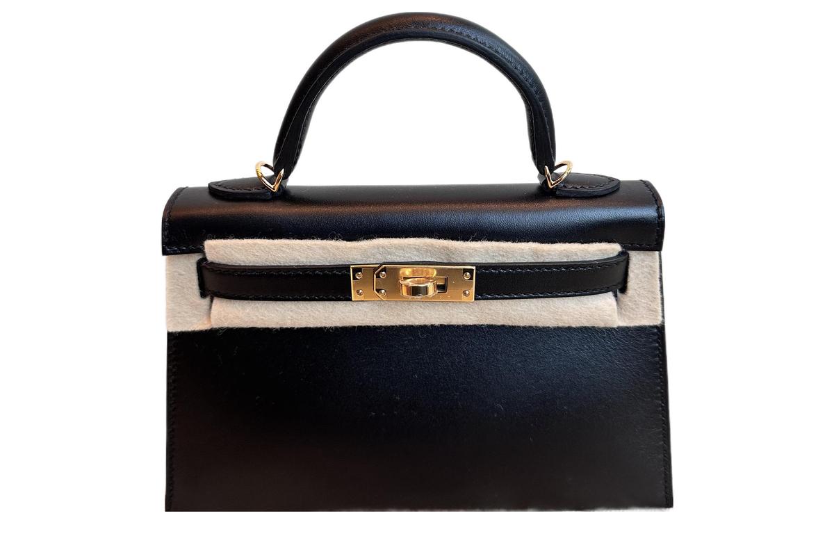 Hermes Hermes Mini Kelly Leather Handbag Mini Women's 89 Noir Black
