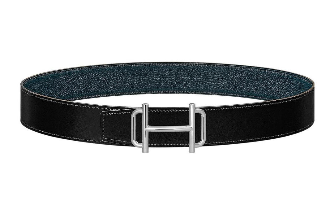 Hermes Hermes Leather Belts Men Black/Prussian Blue