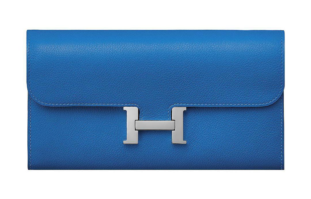 Hermes Hermes Evercolor Calfskin Wallet Women's I7 Blue Zellige Mosaic Blue