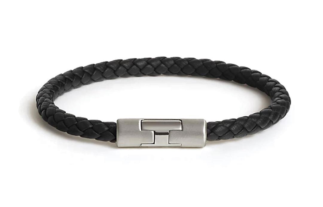 Hermes Hermes Calfskin Palladium Plated Bangles Unisex Black