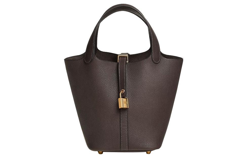 Hermes Hermes Picotin Lock Barenia Faubourg Saddle Leather Basket Bag Handbag Bucket Bag 18 Women's Ebony