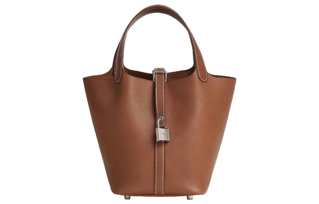 Hermes Hermes Picotin Lock Barenia Faubourg Saddle Leather Basket Bag Handbag Bucket Bag 18 Women's 34 Fauve Light Tawny