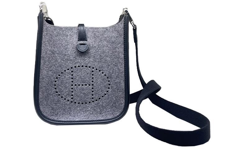 Hermes Hermes Evelyne Swift Calfskin With Velvet Fabric Shoulder Bag Crossbody Bag Mini Women's Light Blue