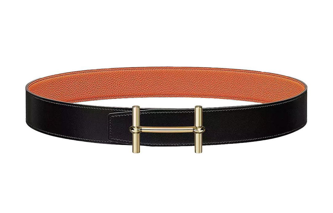 Hermes Hermes Leather Belts Men Black Orange