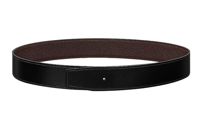 Hermes Hermes Hermès Calfskin Double Sided Leather Belts Unisex Black/Chocolate Width 3.8cm