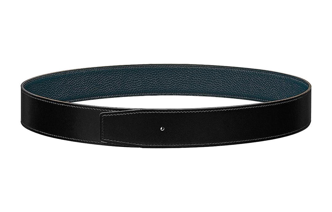Hermes Hermes Calfskin Leather Belts Unisex Black/Blue Width: 3.8CM