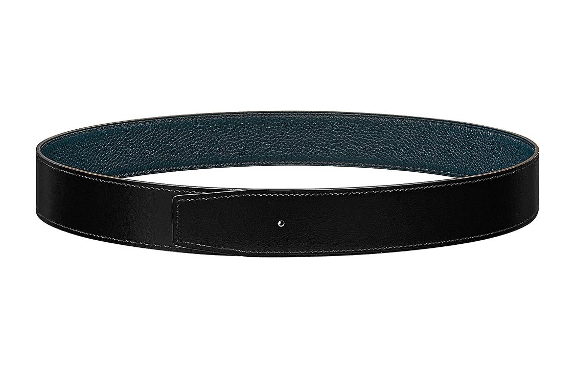 Hermes Hermes Calfskin Leather Belts Unisex Black/Blue Width: 3.8CM