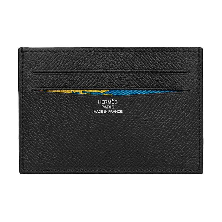 Hermes Hermes Citizen Twill Epsom Calfskin Card Holder Wallet Women's Black