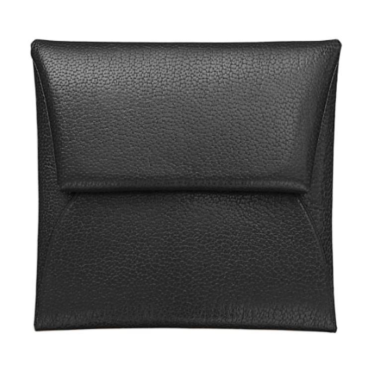 Hermes Hermes Bastia Chamkila Goat Skin Coin Purses Wallets Women's 89 Noir Black