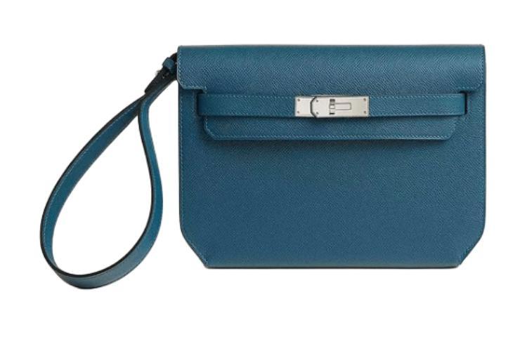 Hermes Hermes Kelly Depeches Epsom Leather Clutch Men's 7A Bleu Thalassa Sea Blue