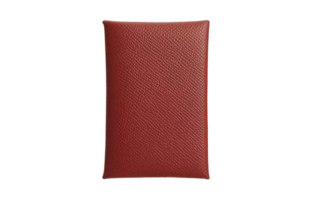 Hermes Hermes Calvi Epsom Calfskin Card Holder Women's Venice Red/Texas Pink