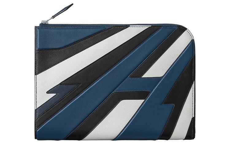 Hermes Hermes Zip Tablet Evergrain With Evercolor And Swift Calfskin Clutch Men's Multicolor