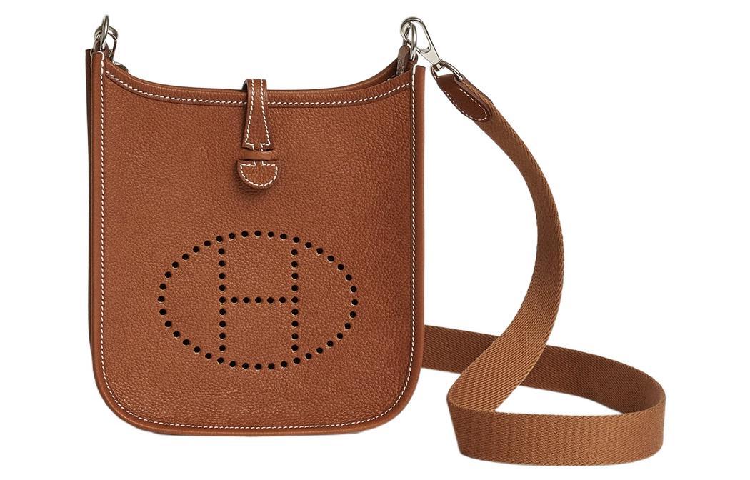 Hermes Hermes Evelyne Leather Saddle Bag Shoulder Bag Crossbody Bag Mini Women's Gold Brown