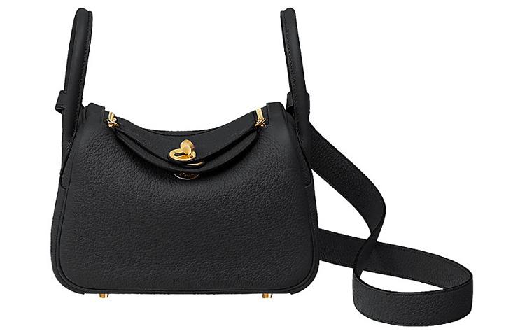 Hermes Hermes Lindy Taurillon Clemence Leather Handbag Shoulder Bag Crossbody Bag Mini Women's Noir Black