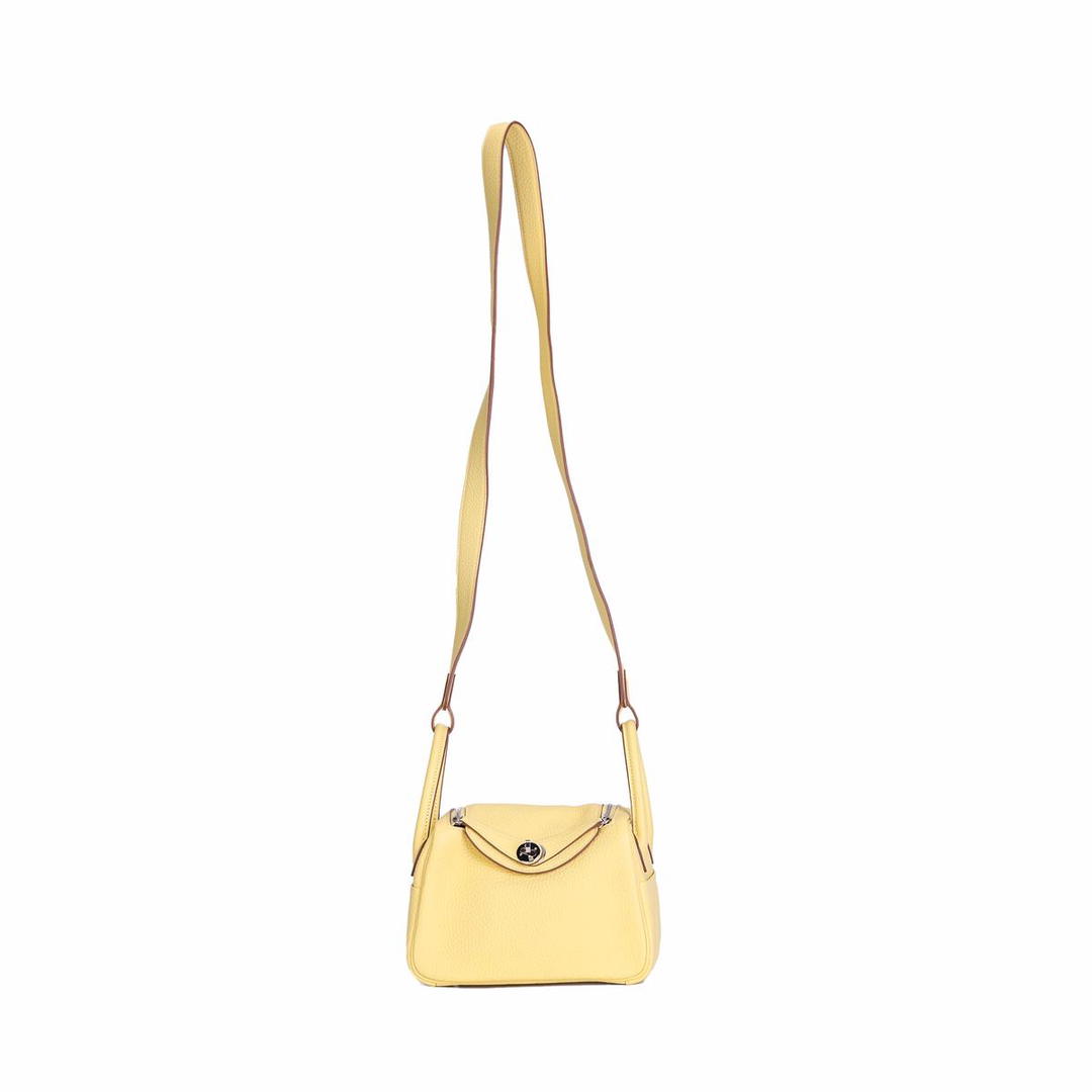 Hermes Hermes Lindy Clemence Bullock Leather Handbag Shoulder Bag Crossbody Bag Mini Women's 1Z Jaune Poussin Chick Yellow