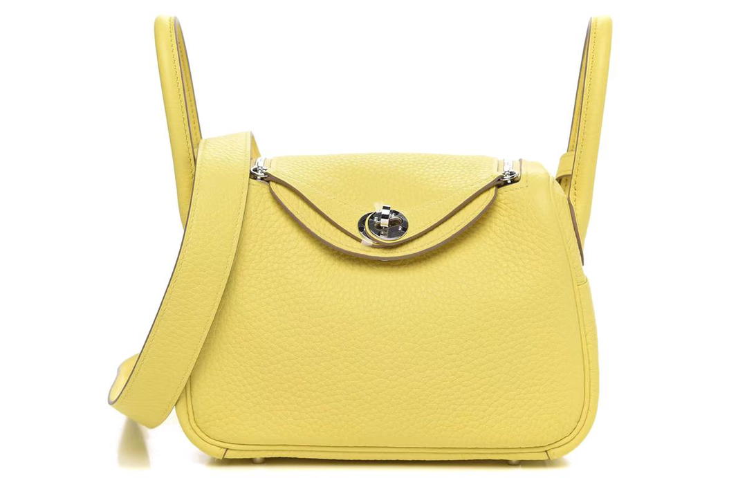 Hermes Hermes Lindy Taurillon Clemence Leather Handbag Shoulder Bag Crossbody Bag Mini Women's 9R Lime Lemon