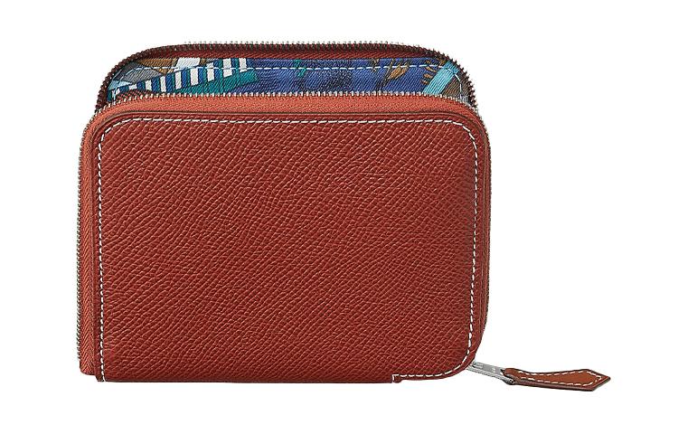 Hermes Hermes Silk'In Epsom Calfskin Wallet Women's Maroon/Heaven Blue/Dark Blue