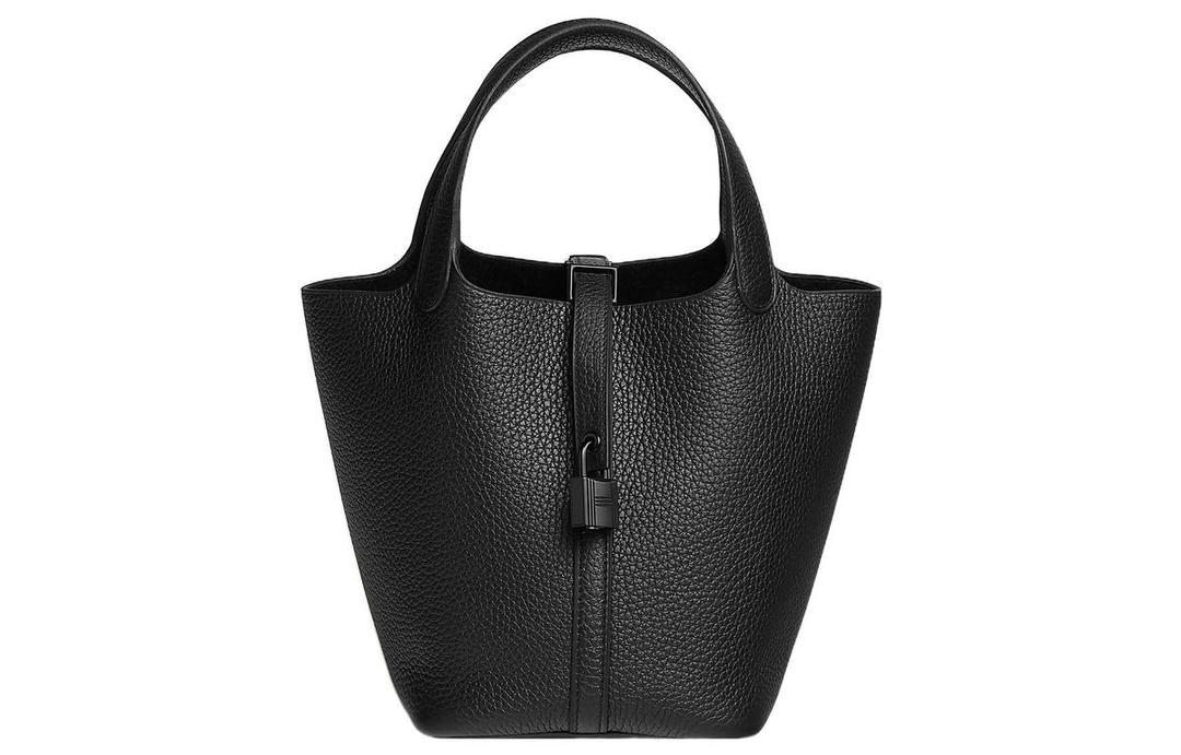 Hermes Hermes Picotin Clemence Leather Basket Bag Handbag Bucket Bag 18 Women's 89 Noir Black