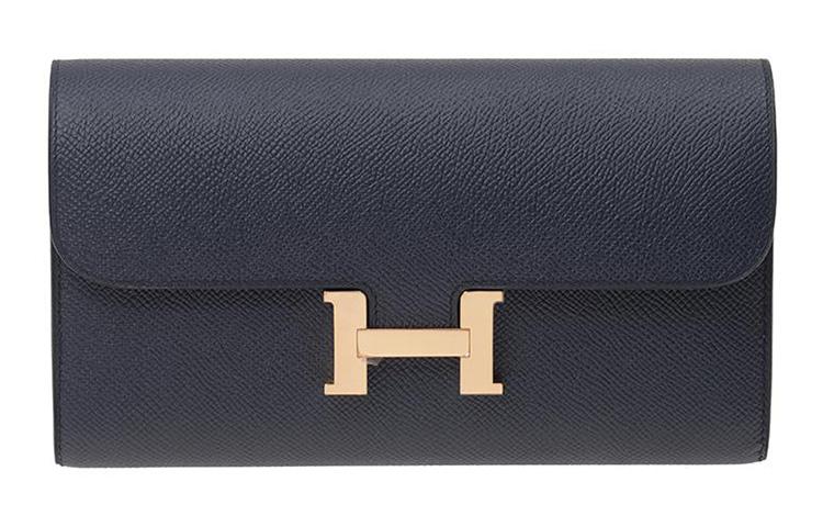 Hermes Hermes Constance Long Wallet Epsom Leather Wallets Shoulder Bag Crossbody Bag Regular Women's Indigo Blue