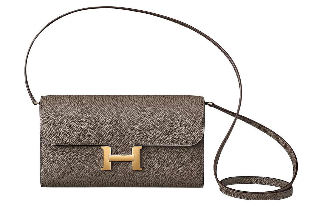 Hermes Hermes Constance To Go Cow Leather Wallets Shoulder Bag Crossbody Bag Regular Women's 8FGrisétain Tin Gray