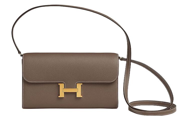 Hermes Hermes Constance To Go Evercolor Leather Clutches Wallets Shoulder Bag Crossbody Bag Women's 18 Etoupe Elephant Gray