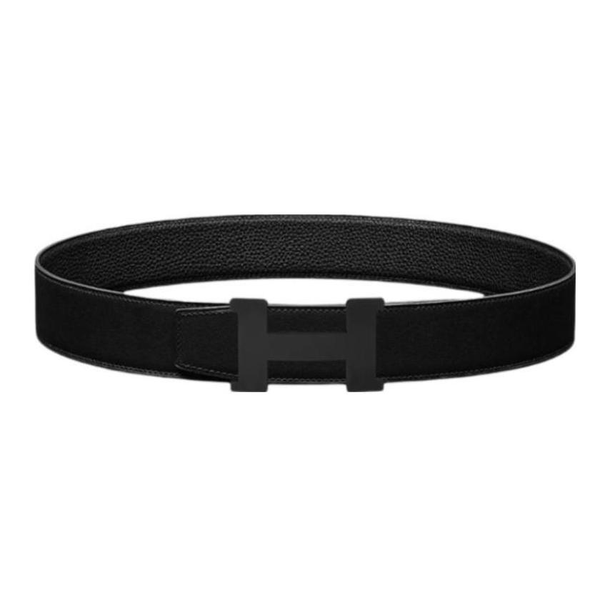 Hermes Hermes Cow Leather Leather Belts Men's Black Width: 3.8cm