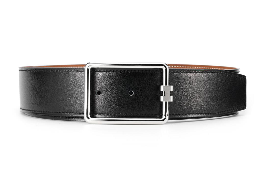 Hermes Hermes -- Leather Belts Men's Black/Gold Width: 3.8cm