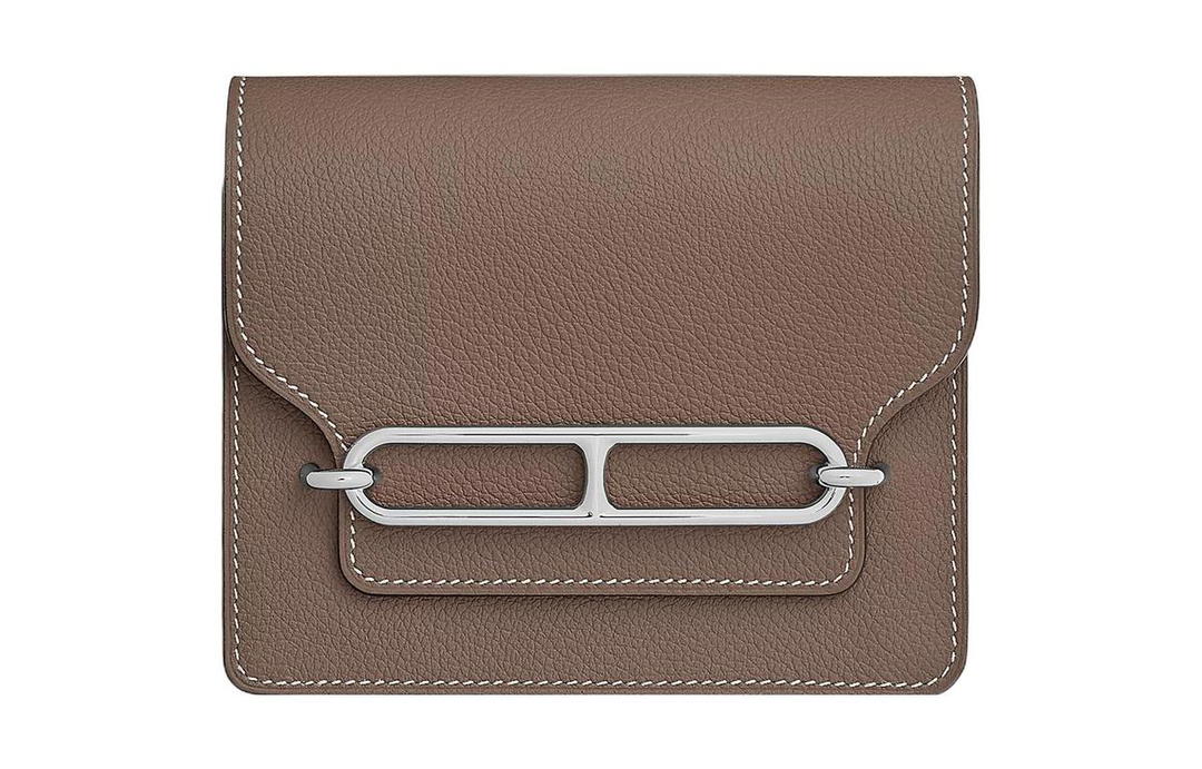 Hermes Hermes Roulis Evercolor Calfskin Pig Nose Bag Wallet Women's 18Etoupe Elephant Gray