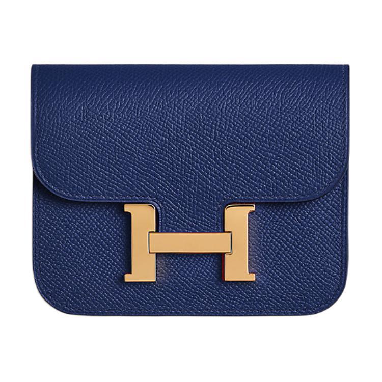 Hermes Hermes Constance Slim Epsom Calfskin Wallet Women's 73 Bleu Saphir Sapphire Blue