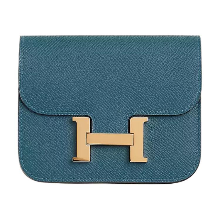 Hermes Hermes Constance Slim Epsom Leather Wallet Women's 7A Bleu Thalassa Sea Blue