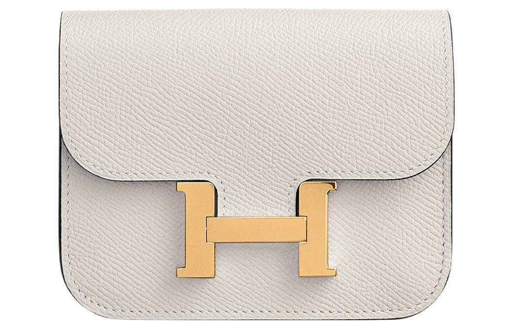 Hermes Hermes Constance Slim Epsom Leather Wallet Card Holder Coin Purse Fanny Pack Regular Women's Light Gray