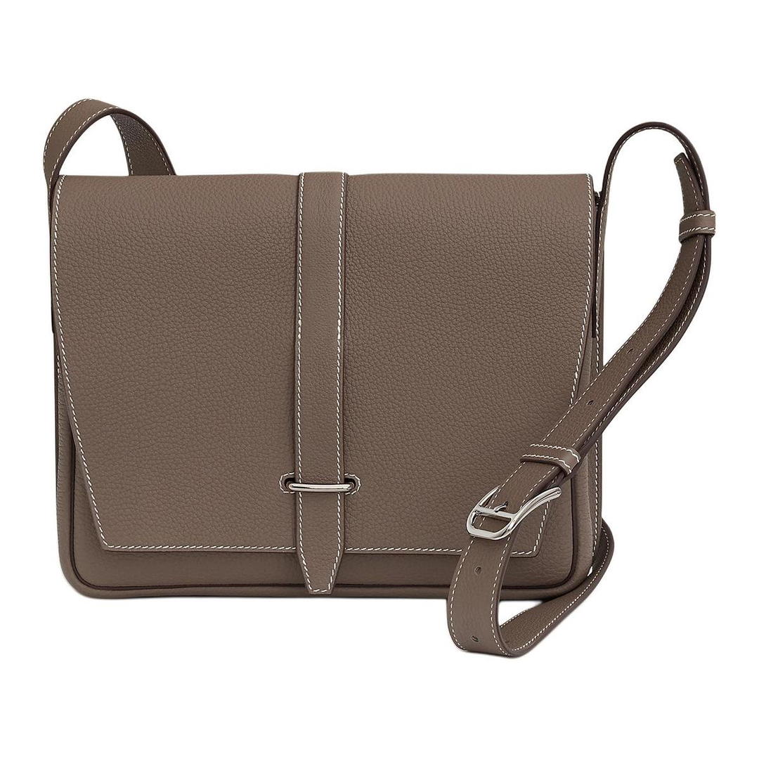 Hermes Hermes Steve Light Junior Togo Calfskin Messenger Bag Shoulder Bag Crossbody Bag Men's 18 Etoupe Elephant Gray