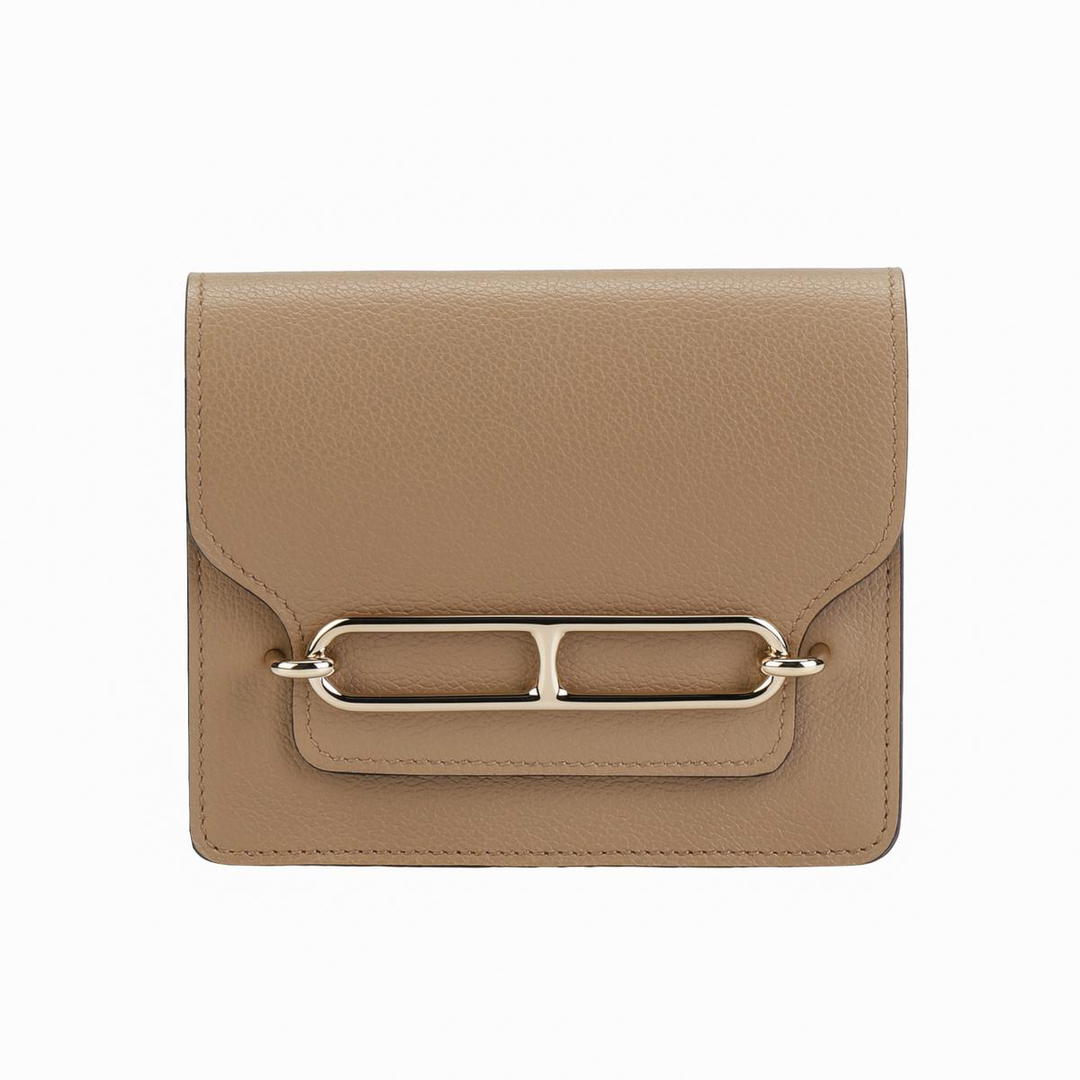 Hermes Hermes Roulis Evercolor Calfskin Pig Nose Wallet Women's 0M CHAI Milk Tea Beige