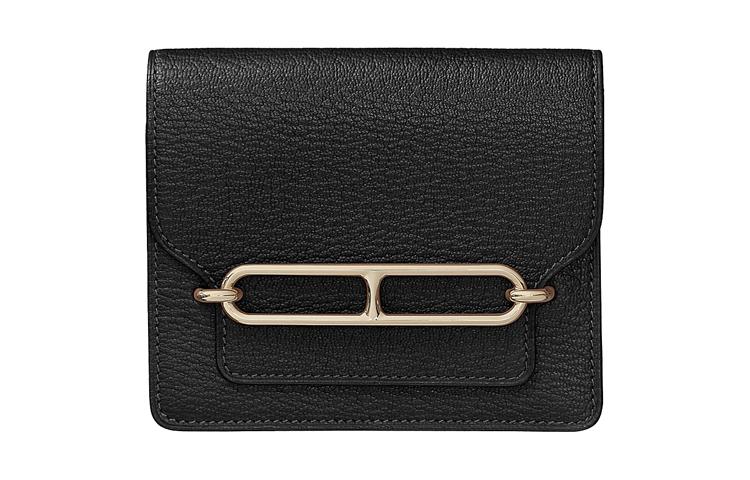 Hermes Hermes Roulis Mysore Goat Skin Coin Purse Wallet Fanny Pack Regular Women's Black