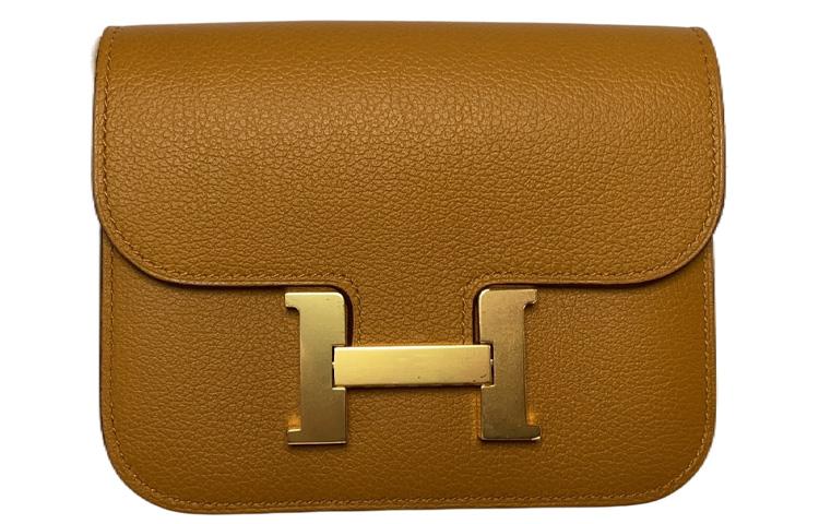 Hermes Hermes Constance Slim Evercolor Calfskin Wallets Card Holders Fanny Pack Women's CARAMEL Caramel