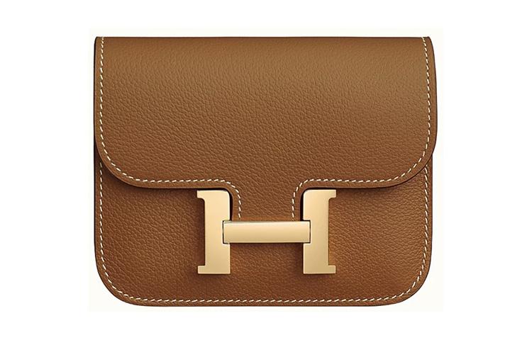 Hermes Hermes Constance Slim Evercolor Calfskin Wallets Card Holders Fanny Pack Regular Women's 37 Gold Gold Brown