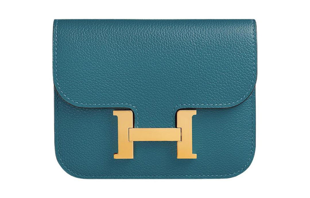 Hermes Hermes Constance Slim Evercolor Calfskin Clutch Fanny Pack Wallet Women's D2 NEW BLEU JEAN Denim Blue