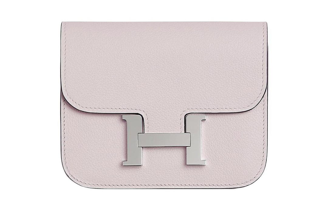 Hermes Hermes Constance Slim Evercolor Calfskin Clutch Fanny Pack Wallet Women's 09 Mauve Pale Dream Purple