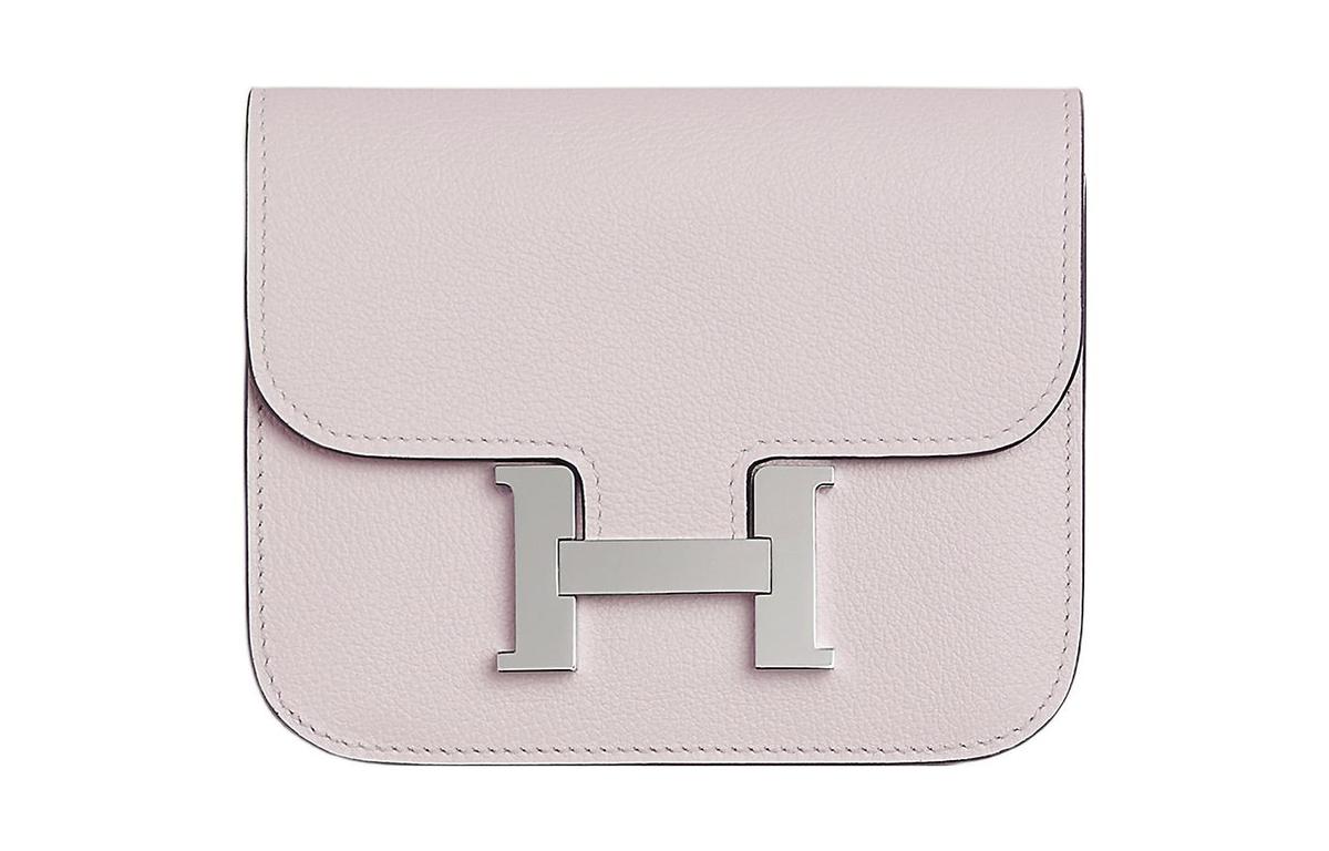 Hermes Hermes Constance Slim Evercolor Calfskin Clutch Fanny Pack Wallet Women's 09 Mauve Pale Dream Purple