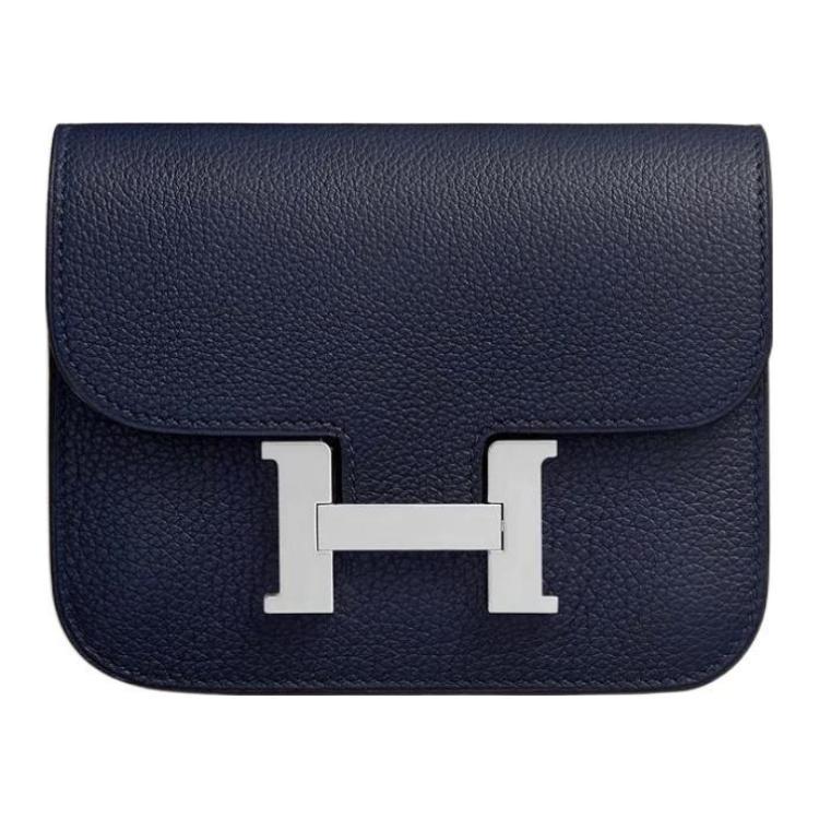 Hermes Hermes Constance Slim Evercolor Calfskin Wallets Card Holders Fanny Pack Regular Women's 2Z Bleu Nuit Midnight Blue