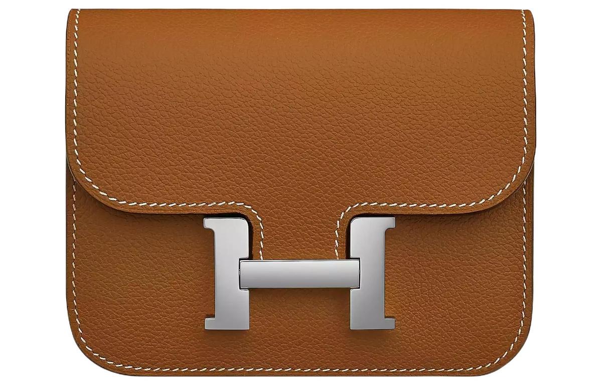 Hermes Hermes Constance Slim Evercolor Calfskin Wallets Card Holders Fanny Pack Women's 37 Gold Gold Brown