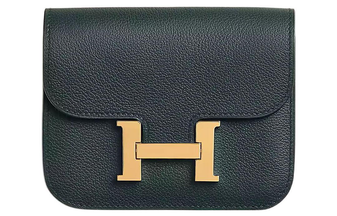 Hermes Hermes Constance Slim Evercolor Calfskin Card Holder Coin Purse Fanny Pack Women's Lululemon Green/Dream Purple