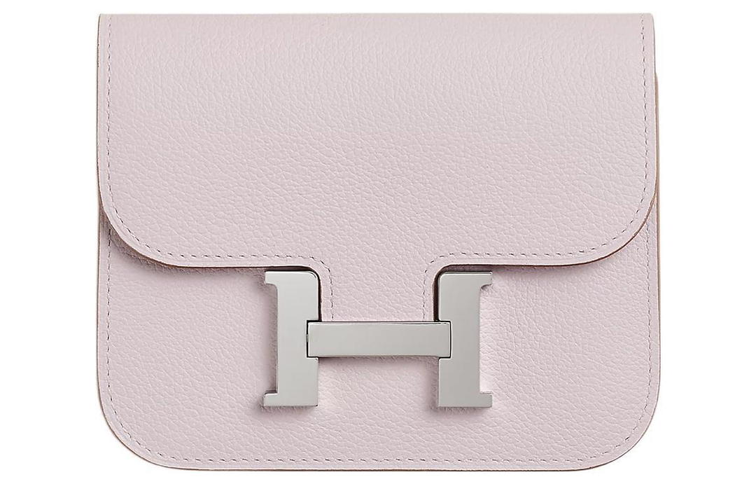 Hermes Hermes Constance Slim Evercolor Calfskin Wallets Card Holders Fanny Pack Regular Women's Dream Purple & Saddle Red
