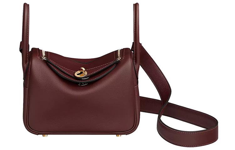 Hermes Hermes Lindy Swift Calfskin Handbag Shoulder Bag Crossbody Bag Mini Women's 0GRougesellier Saddle Red